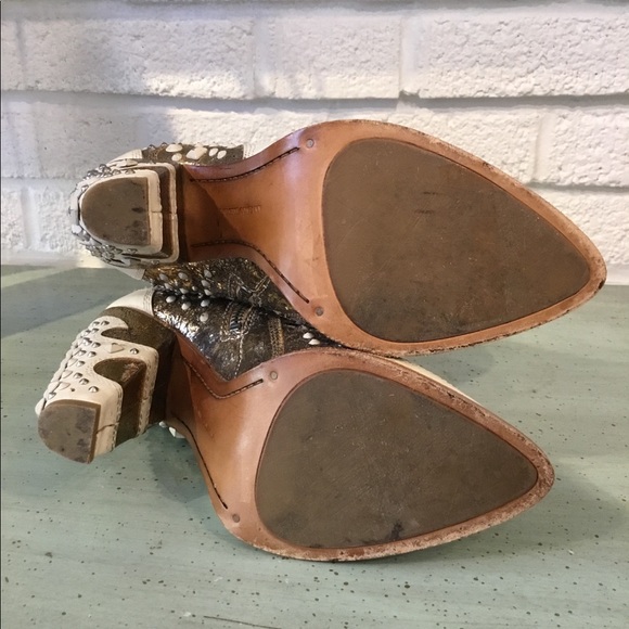 Frye Remy Deco White Leather Studded Booties - Picture 7 of 8